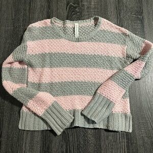 Striped Pink and Gray Women's Sweater